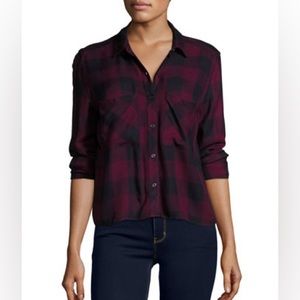 Rails Plaid Dylan Button Up Flannel Shirt - Rosewood/Navy - XS